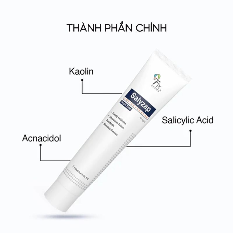 Lotion Giúp Giảm Mụn, Kiểm Soát Bả Nhờn Ban Đêm FIXDERMA Salyzap Lotion 20ml (date 6/2024)