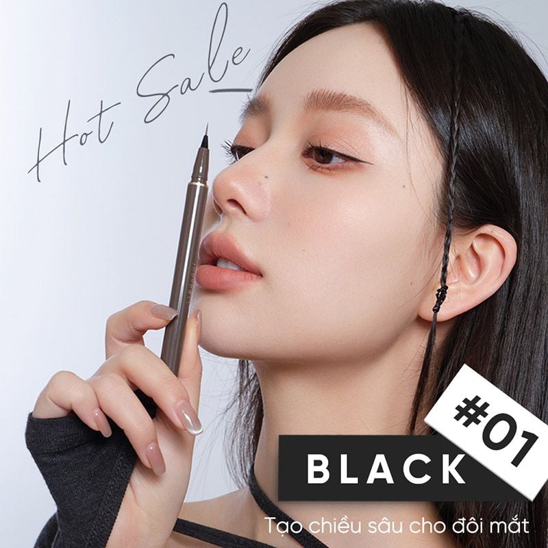 Bút Kẻ Mắt Nước Siêu Mảnh, Lâu Trôi, Chống Thấm Nước Judydoll Slim Liquid Eyeliner 0.4g - 01 Black