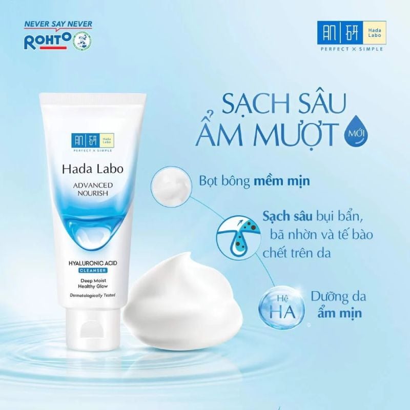 Sữa Rửa Mặt Hada Labo Dưỡng Ẩm Tối Ưu Advanced Nourish Hyaluronic Acid Cleanser 80g