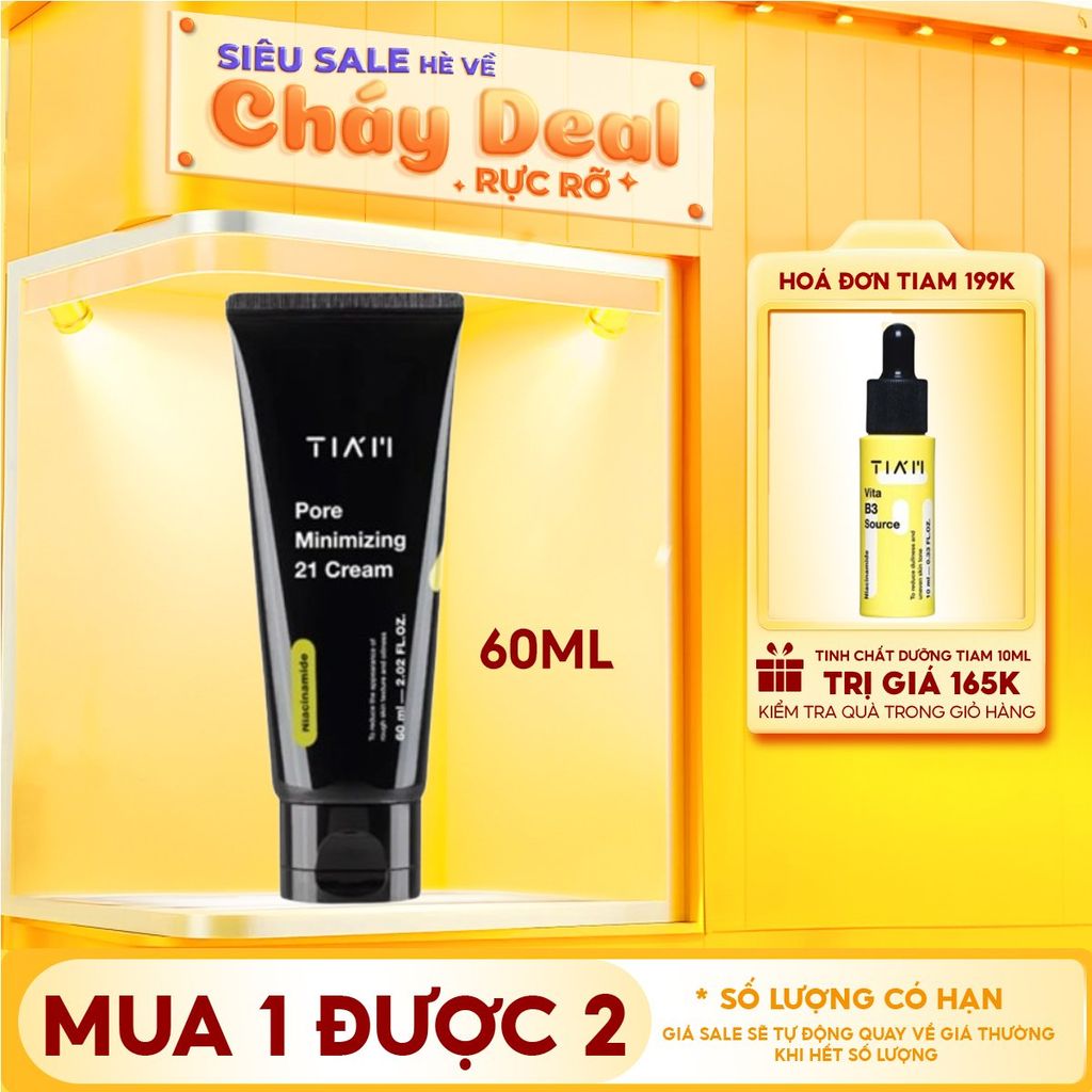 Kem Dưỡng Kiểm Soát Dầu Nhờn, Thu Nhỏ Lỗ Chân Lông Tiam Pore Minimizing 21 Cream 60ml