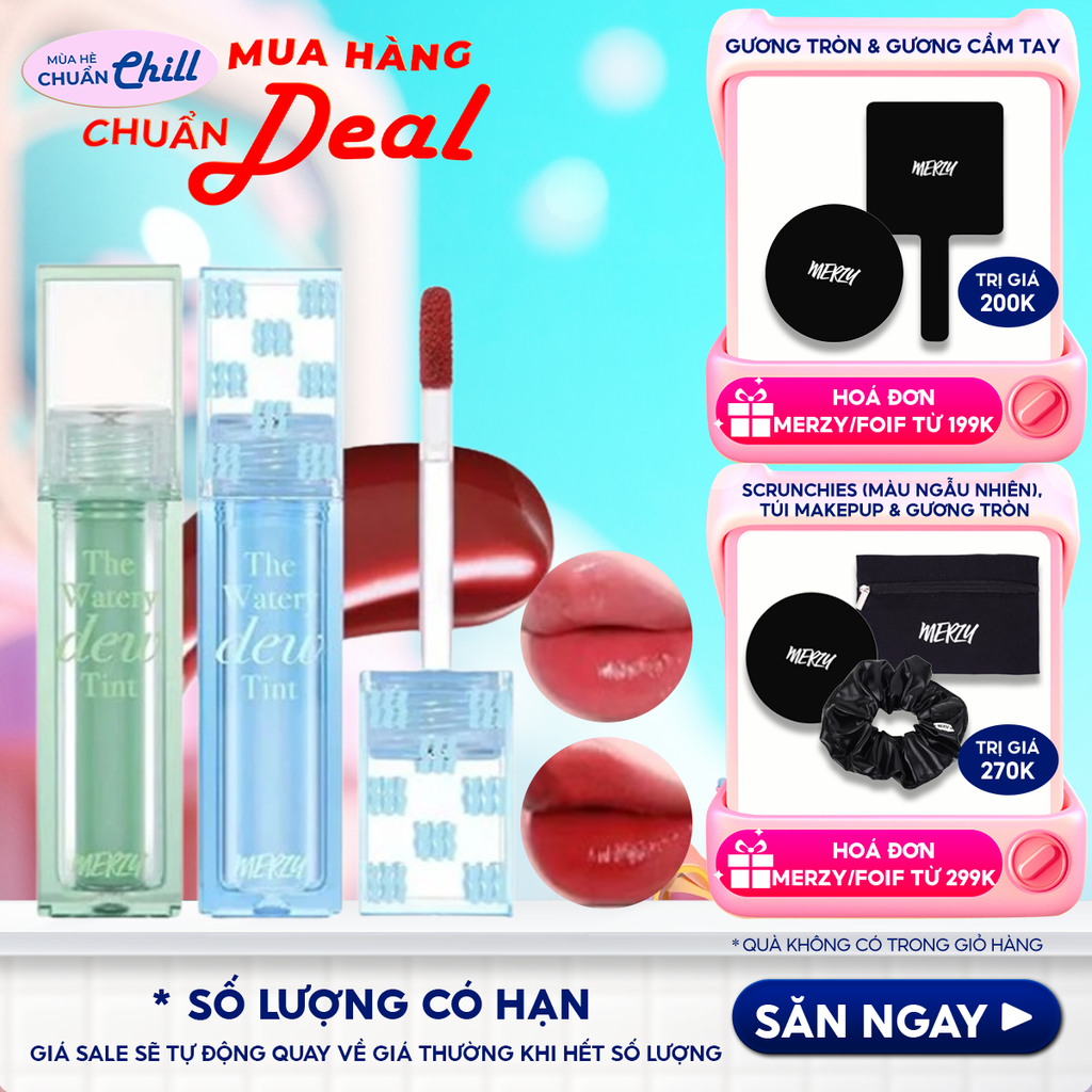 [New][DEW4 - DEW JEAN EDITION] Son Tint Bóng Dạng Thạch, Bền Màu, Lâu Trôi Cho Đôi Môi Căng Mọng, Ẩm Mịn Merzy The Watery Dew Tint