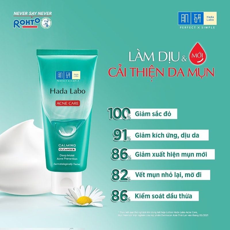 Sữa Rửa Mặt Dành Cho Da Mụn, Nhạy Cảm Hada Labo Acne Care Calming Cleanser 80g