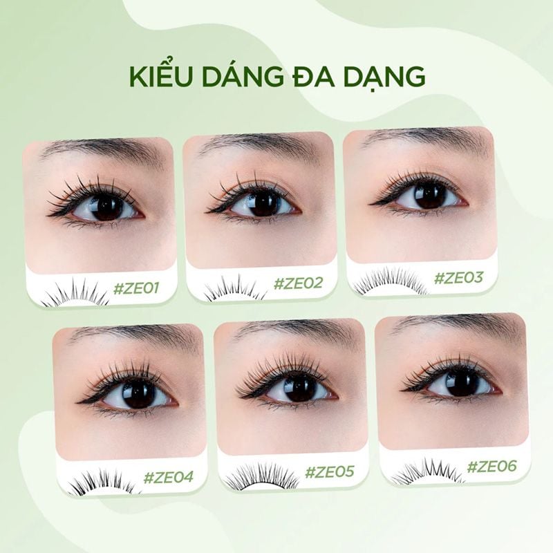 Lông Mi Giả Gân Trong Mềm Mại, Không Gây Nặng Mắt Vacosi Zero Band Eyelashes VM28 (4 Cặp/Hộp)