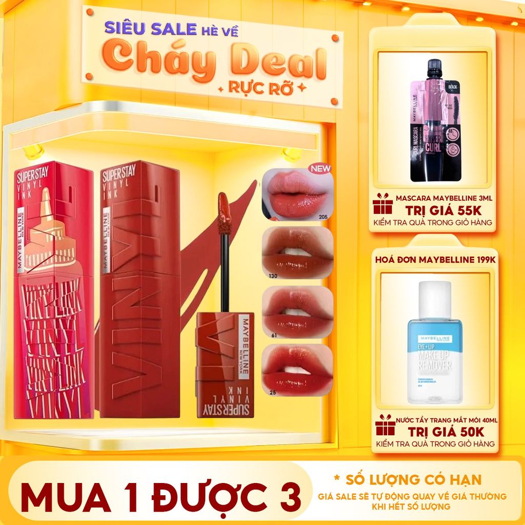 (BST SON "SỐT") Son Kem Bóng Bền Màu, Nhẹ Môi Maybelline New York Superstay Vinyl Ink 4.2ml