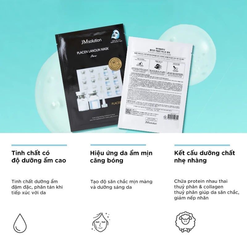 Mặt Nạ Jmsolution Cấp Ẩm, Dưỡng Da Căng Bóng, Đàn Hồi Placen Mask Pure