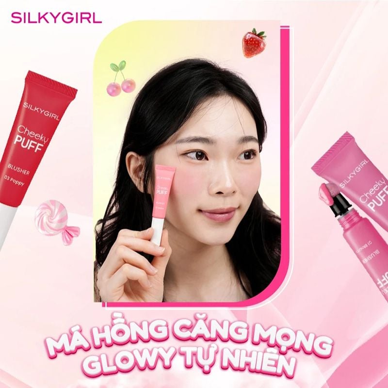 Má Hồng Kem Silkygirl Cheeky Puff Blusher 6ml
