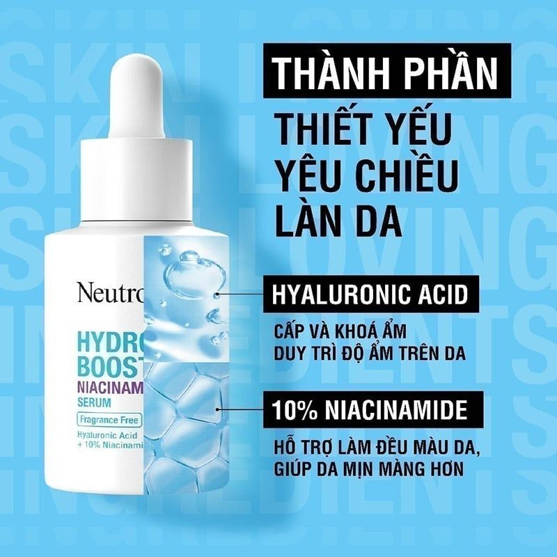 Serum Neutrogena Dưỡng Ẩm, Hỗ Trợ Dưỡng Sáng Da Hydro Boost Niacinamide Serum 30ml