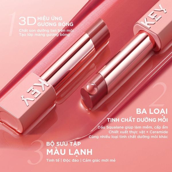  Son Thỏi Có Màu Colorkey Dưỡng Ẩm, Căng Bóng Môi Juicy Glow Lipstick 3g 