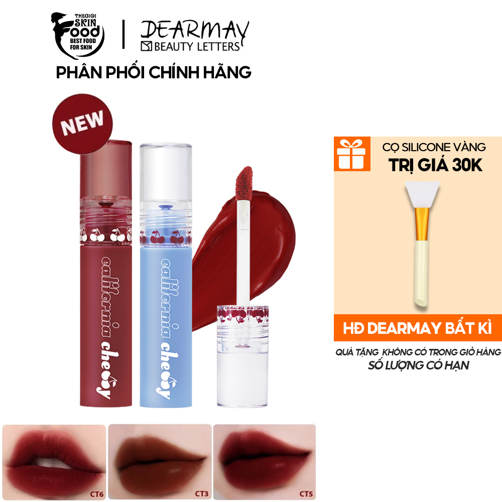 Son Kem Lì, Lên Màu Chuẩn Dearmay California Cherry Velvet Tint 4.4g