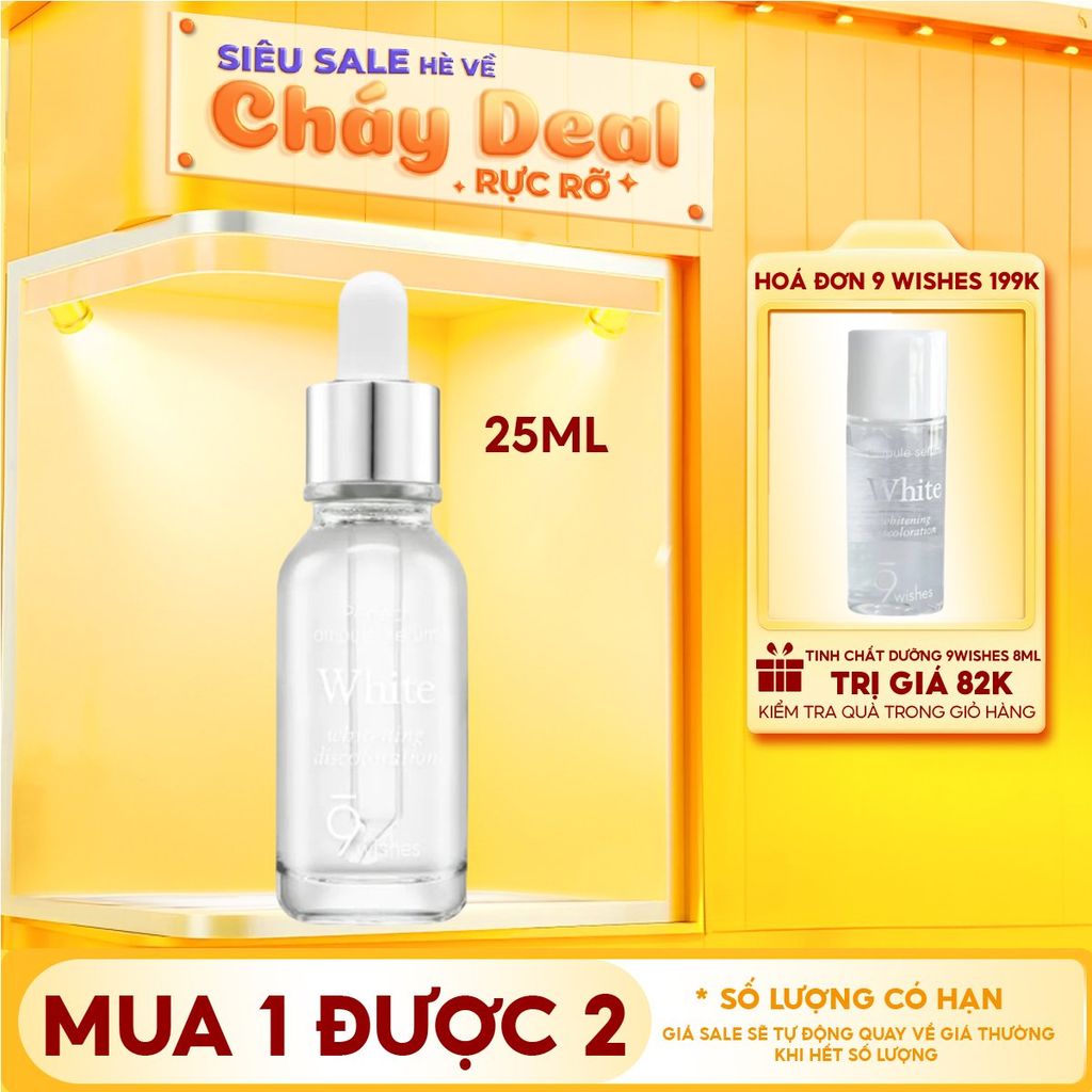 Serum 9 Wishes Tinh Chất Hỗ Trợ Dưỡng Trắng, Mờ Thâm 9 Wishes Whitening Discoloration Ampule Serum 25ml