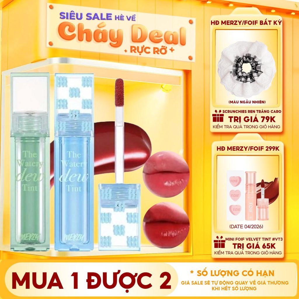 [New][NEW DEW] Son Tint Bóng Merzy Dạng Thạch, Bền Màu, Lâu Trôi Cho Đôi Môi Căng Mọng, Ẩm Mịn The Watery Dew Tint
