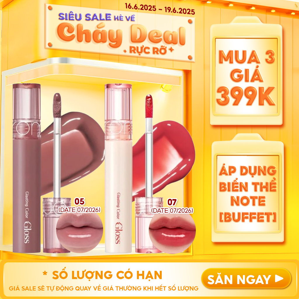 [GIÁ HỦY DIỆT][Màu 01-10][COLOR GLOSS] Son Bóng Cho Môi Căng Mọng, Mềm Mịn Romand Glasting Color Gloss 4g