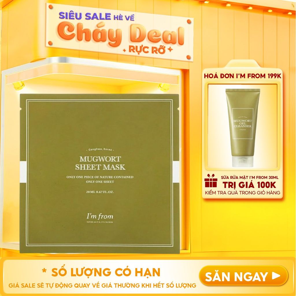 Mặt Nạ Cấp Ẩm, Làm Dịu Da I'm From Mugwort Sheet Mask 23ml