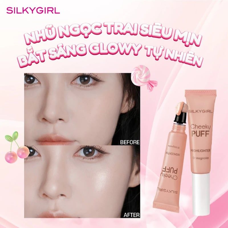 Bắt Sáng Dạng Kem Silkygirl Cheeky Puff Highlighter #01 Magnolia 6ml