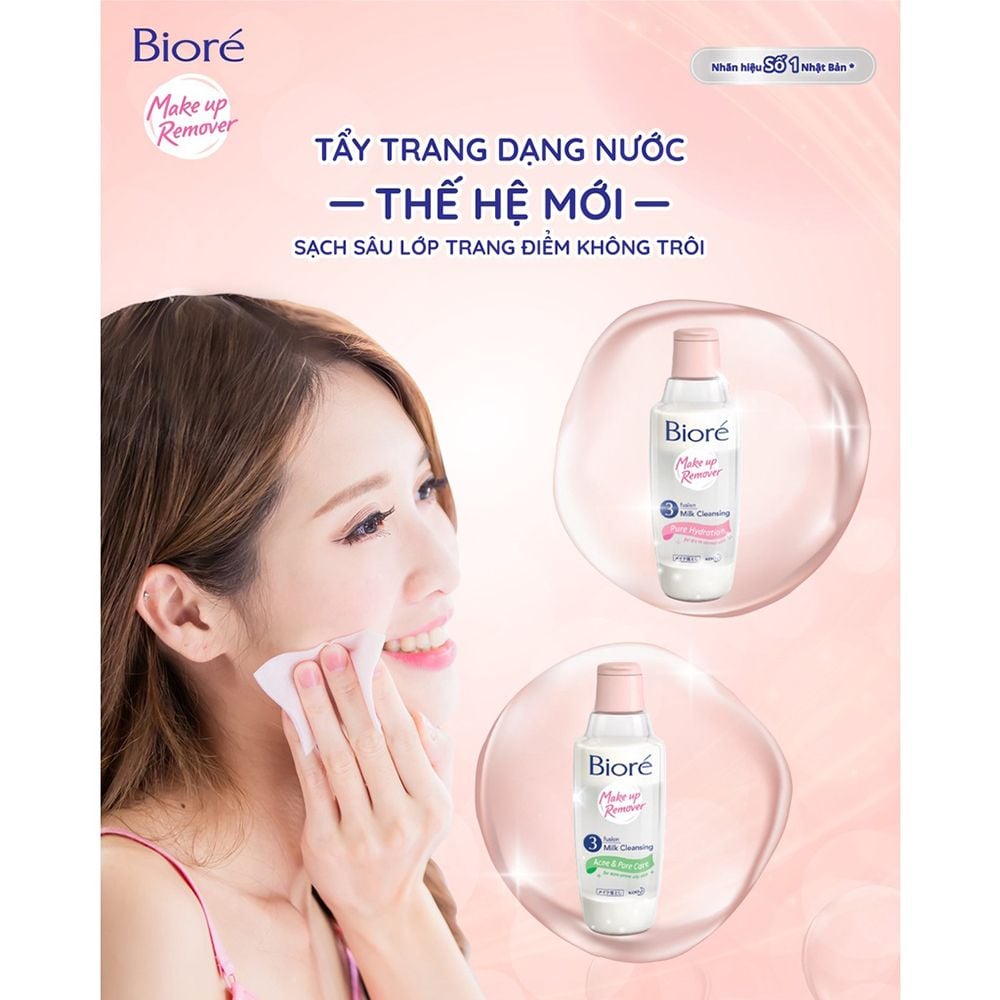 Sữa Tẩy Trang 3 Lớp Bioré Giúp Làm Sạch Sâu Make Up Remover Milk Cleansing 300ml