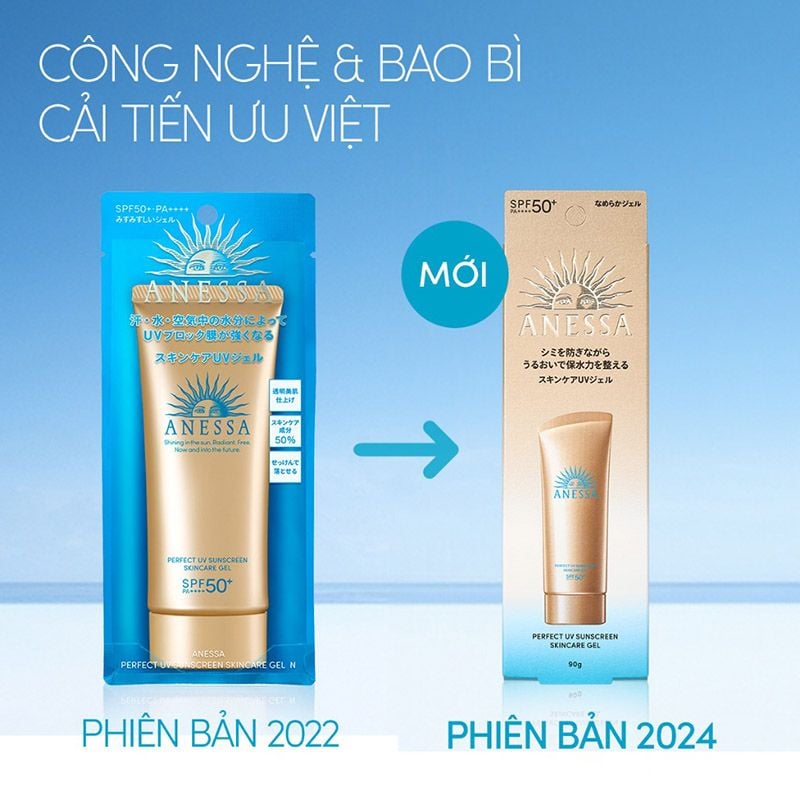 Gel Chống Nắng Anessa Dưỡng Ẩm, Bảo Vệ Da Perfect UV Sunscreen Skincare Gel SPF50+/PA++++ 90g