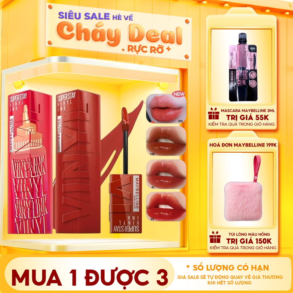 (BST SON "SỐT") Son Kem Bóng Bền Màu, Nhẹ Môi Maybelline New York Superstay Vinyl Ink 4.2ml