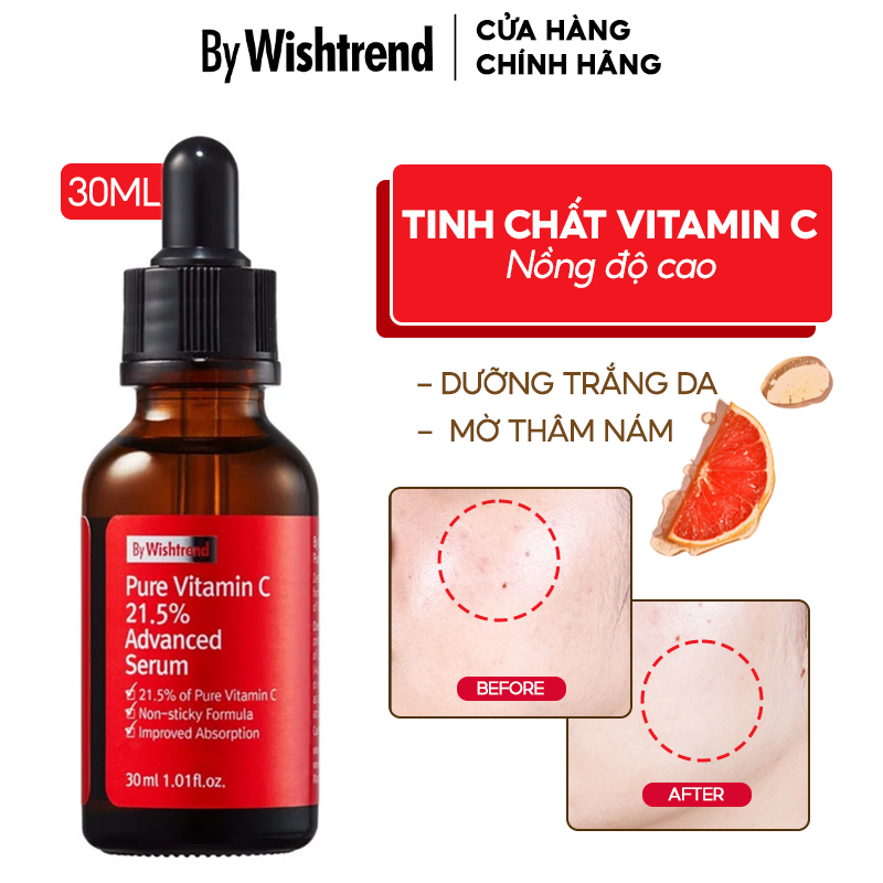 Serum By Wishtrend Tinh Chất Vitamin C Nồng Độ Cao Dưỡng Trắng Da, Mờ Thâm Nám By Wishtrend Pure Vitamin C 21.5 Advanced Serum 30ml