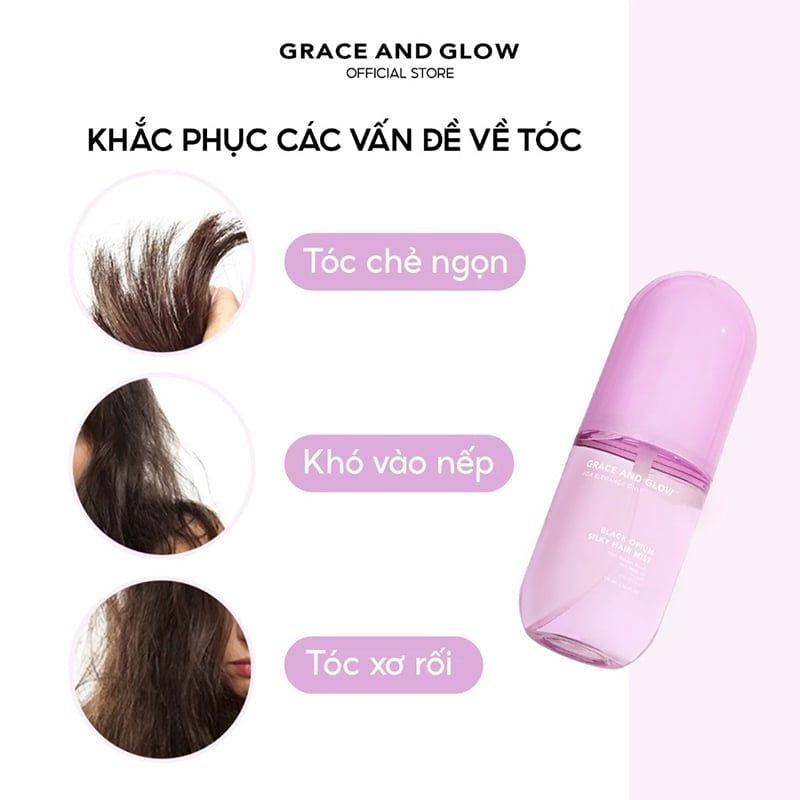 Xịt Dưỡng Tóc Grace And Glow Black Opium Silky Hair Mist Spray Soft And Silk Hair With Golden Marula And Olive Oil 100ml