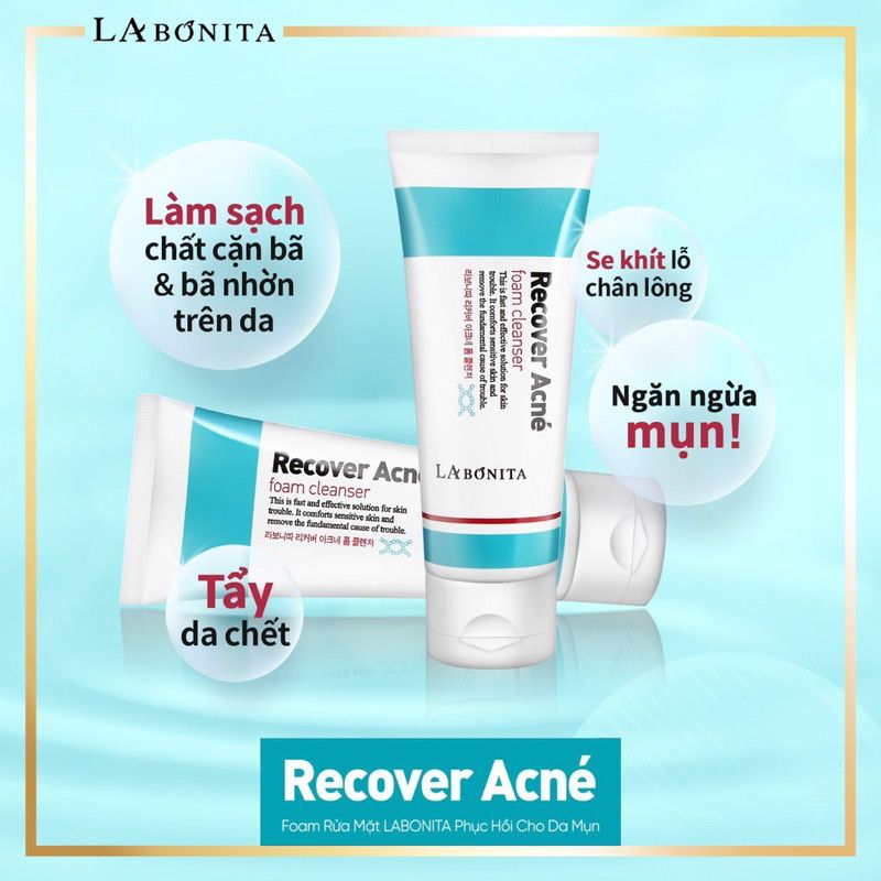 Sữa Rửa Mặt Làm Sạch Sâu, Hỗ Trợ Giảm Sưng Viêm Cho Da Dầu Mụn La Bonita Recover Acne Foam Cleanser 100ml