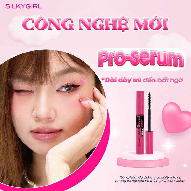 Mascara Làm Dài, Dày Và Cong Mi Silkygirl Lash Squad Serum Waterproof Mascara #01 Intense 4ml