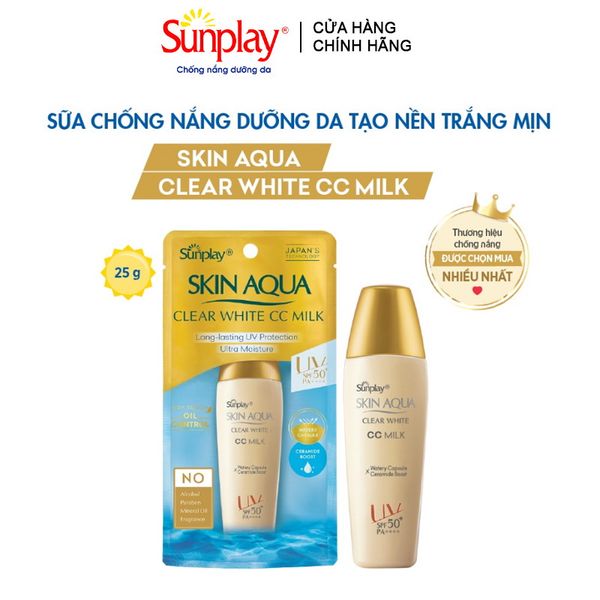Sữa Chống Nắng Tạo Nền Trắng Mịn Sunplay Skin Aqua Clear White CC Milk SPF50+/PA++++ 25g