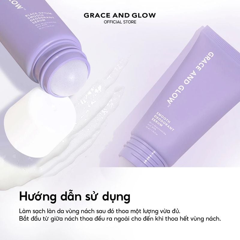 Lăn Khử Mùi Dưỡng Sáng Da, Ngăn Ngừa Mồ Hôi Grace And Glow Black Opium Smooth Deodorant Serum Niacinamide And AHA 50ml
