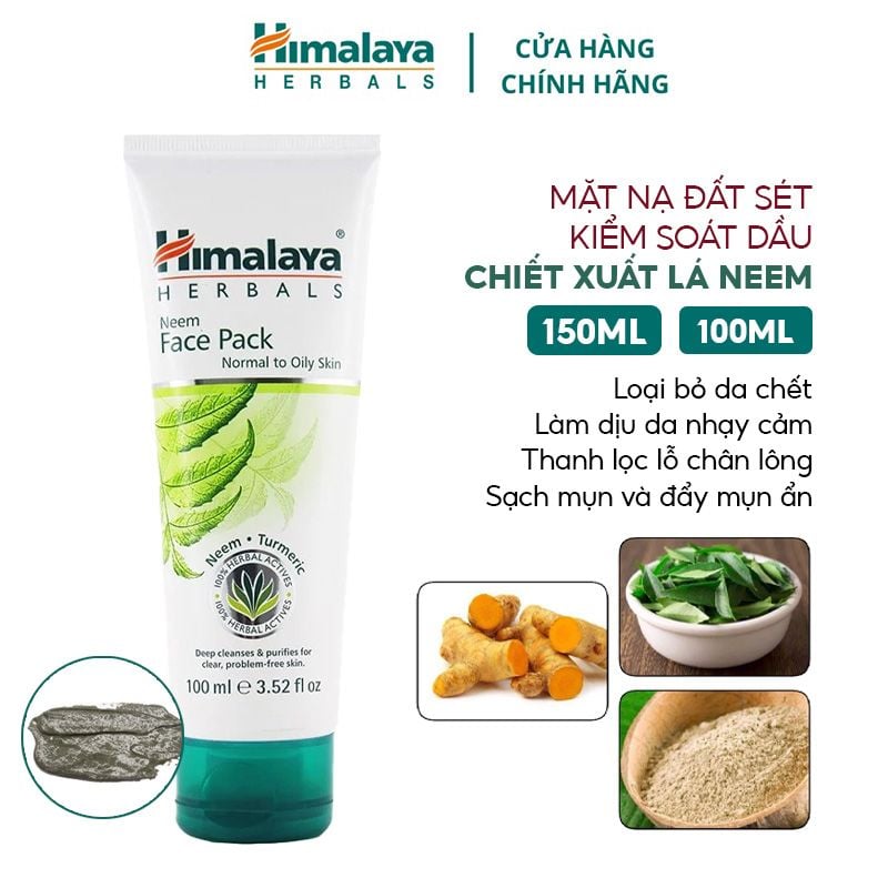 Mặt Nạ Đất Sét Kiểm Soát Dầu Chiết Xuất lá Neem Himalaya Neem Face Pack