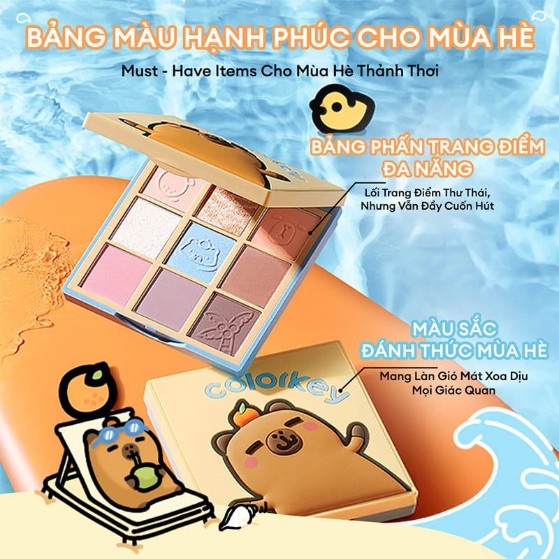 Bảng Phấn Mắt 9 Ô Màu Colorkey Orange Capybara Nine Shades Eyeshadow Palette 13.5g