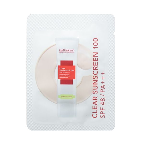 [Sample 1.2g] Kem Chống Nắng Cell Fusion C Hỗ Trợ Giảm Mụn, Kiềm Dầu Clear Sunscreen 100 SPF48/PA+++