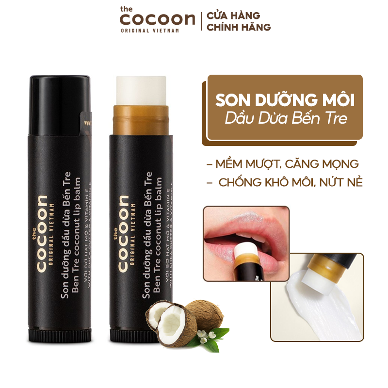 Son Dưỡng Môi Chiết Xuất Dầu Dừa Bến Tre Cocoon Ben Tre Coconut Lip Balm 5g