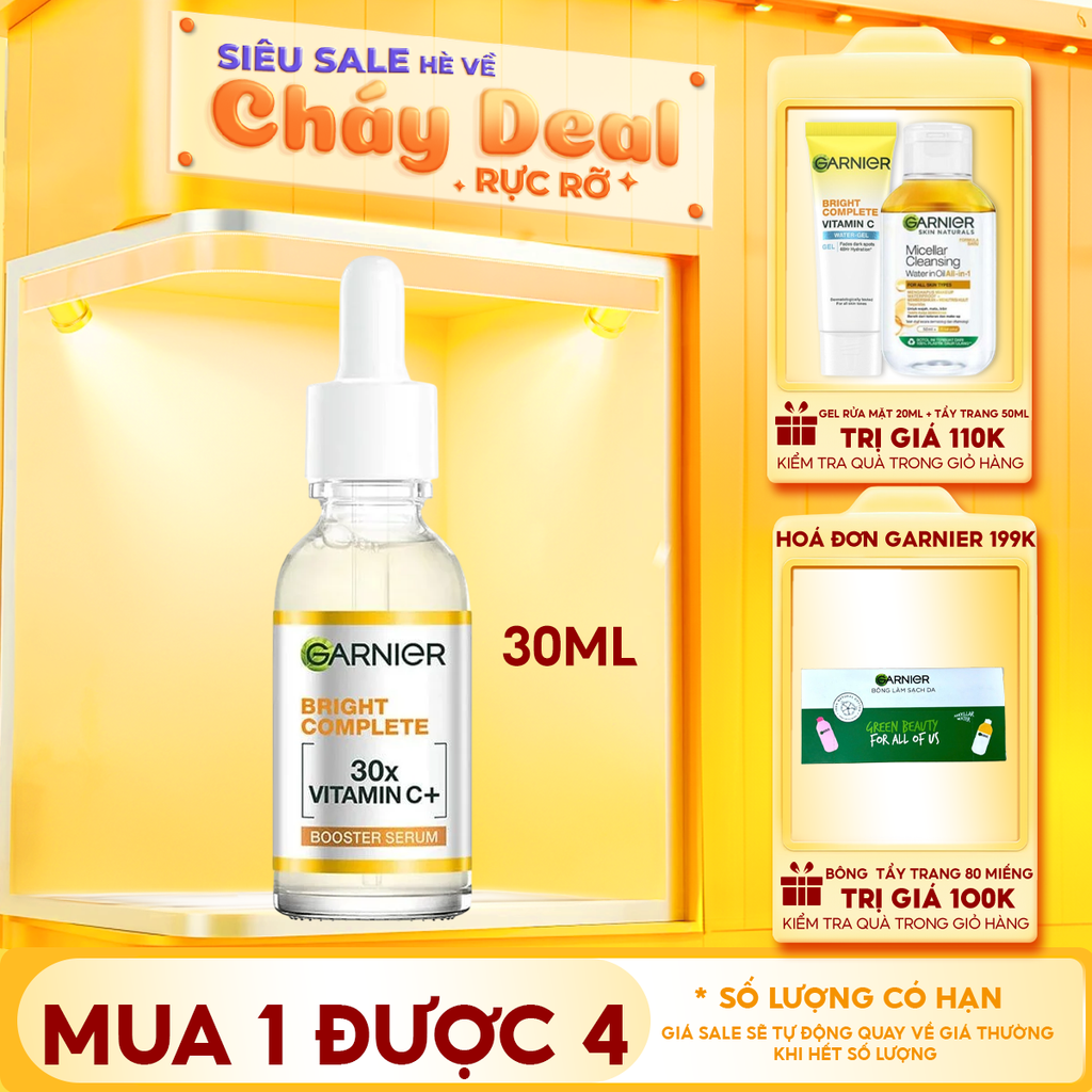 Serum Garnier Tinh Chất Hỗ Trợ Sáng Da, Mờ Thâm Light Complete Vitamin C 30X Booster Serum