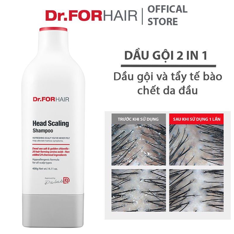 Dầu Gội Tẩy Tế Bào Chết Da Đầu 2 Trong 1 Dr.FORHAIR Head Scaling Shampoo 400g