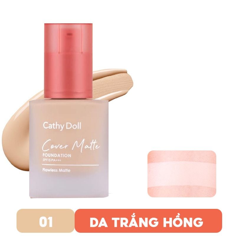 Kem Nền Kiềm Dầu, Che Phủ Tự Nhiên Cathy Doll Cover Matte Foundation SPF15 PA+++