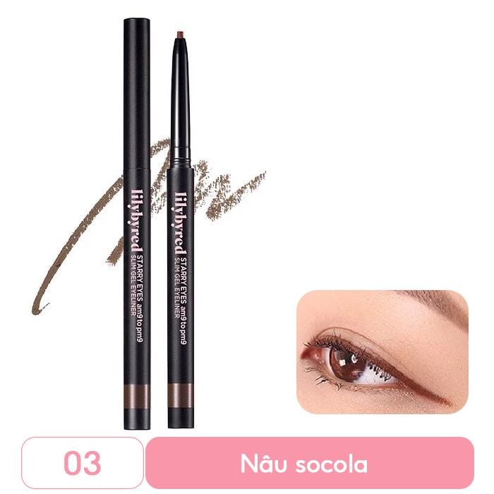 Chì Kẻ Mắt Siêu Mảnh, Lâu Trôi Lilybyred Starry Eyes am9 to pm9 Slim Gel Eyeliner