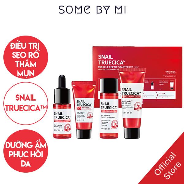 [4 Items] Bộ Dưỡng Phục Hồi, Tái Tạo Da Ốc Sên Some By Mi Snail Truecica Miracle Repair Starter Kit