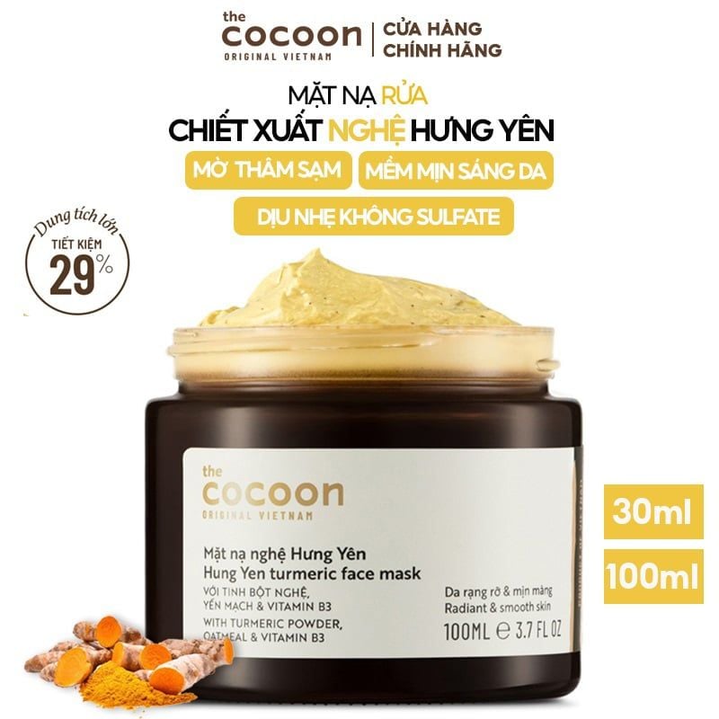 Mặt Nạ Rửa Chiết Xuất Nghệ Hưng Yên Cocoon Turmeric Face Mask