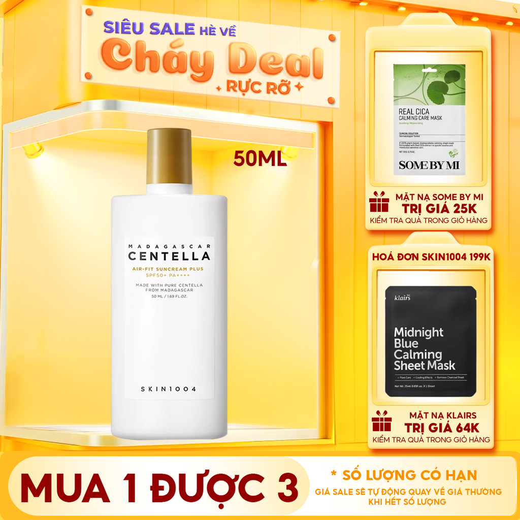 Kem Chống Nắng Skin1004 Lành Tính Dành Cho Da Nhạy Cảm Madagascar Centella Air-Fit Suncream Plus SPF50+ PA++++ 50ml