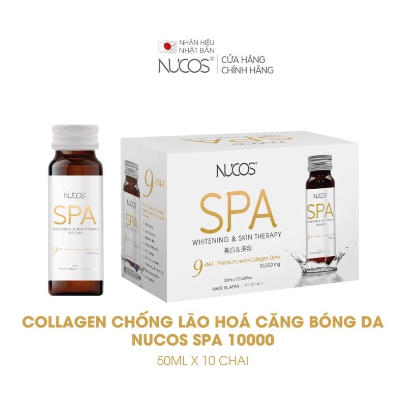 [Tặng kèm 2 chai] [Hộp 10 Chai] Nước Uống Bổ Sung Collagen Nhật Bản Ngăn Ngừa Lão Hóa Nucos Spa Whitening & Skin Therapy 9in1 Nano Collagen Drink