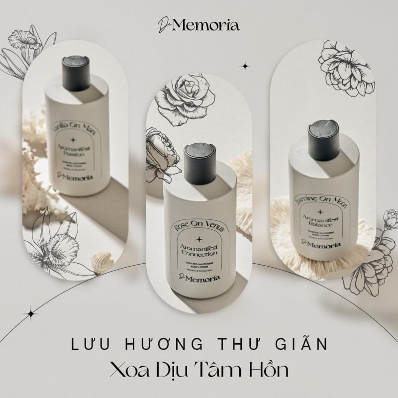 [300ml] Sữa Dưỡng Thể Cấp Ẩm Hỗ Trợ Dưỡng Trắng Da De Memoria Scented Whitening Body Lotion