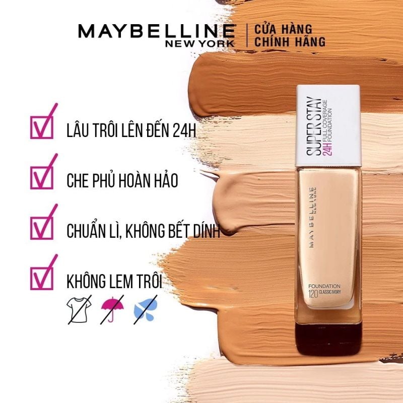 Kem Nền Che Phủ Hoàn Hảo, Bền Màu Lâu Trôi Maybelline Super Stay 30H Active Wear Foundation 30ml