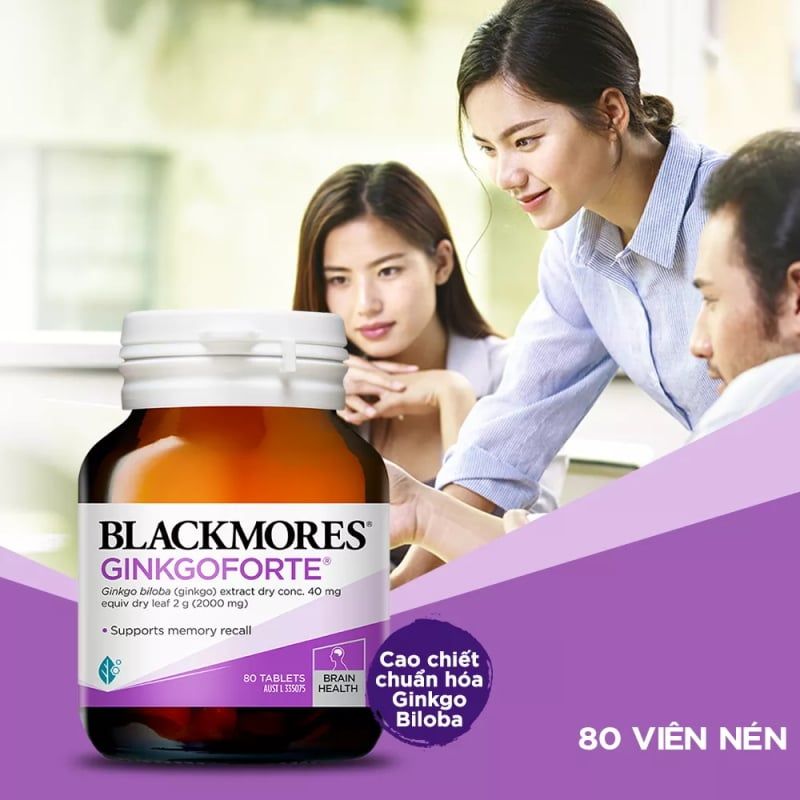 [40 Viên/Lọ] Viên Uống Bổ Não, Hỗ Trợ Tăng Trí Nhớ Blackmores Ginkgoforte