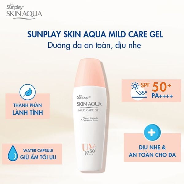  Kem Chống Nắng Sunplay Dành Cho Da Nhạy Cảm Skin Aqua Mild Care Gel SPF50 +/ PA +++ 25g 