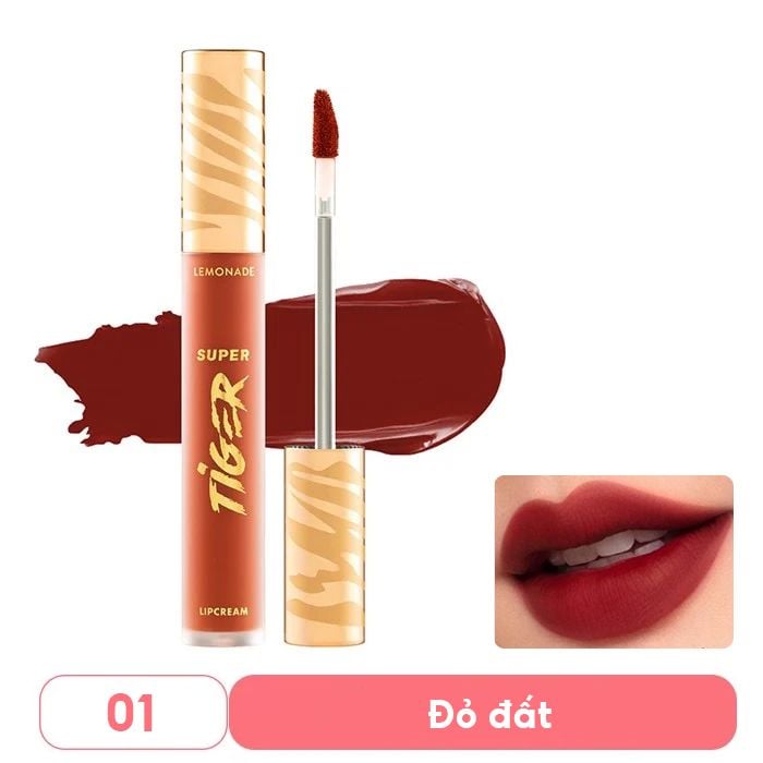 Son Kem Lì, Mịn Mượt Nhẹ Môi Lemonade Supertiger Lipcream 5g #02 WILD