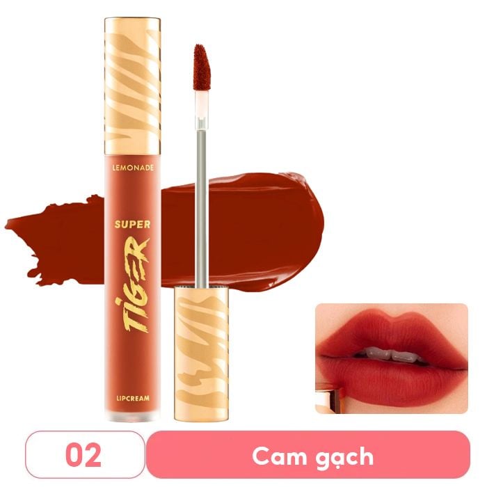 Son Kem Lì, Mịn Mượt Nhẹ Môi Lemonade Supertiger Lipcream 5g #02 WILD