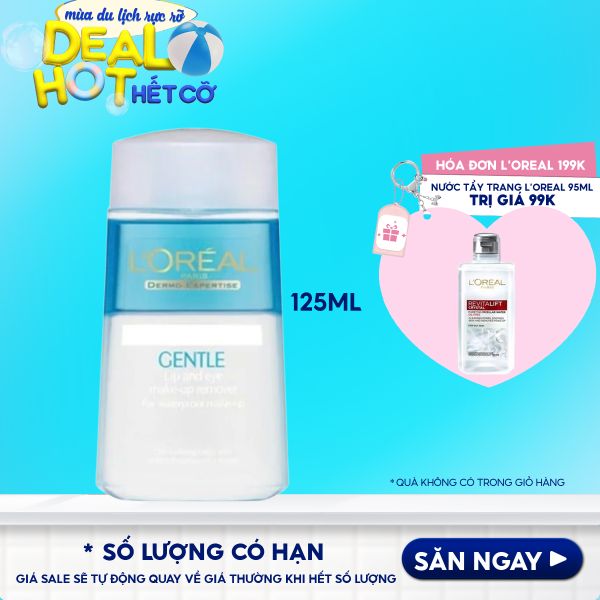 Nước Tẩy Trang Dành Cho Mắt Và Môi L'Oreal Gentle Lip & Eye Make Up Remover 125ml