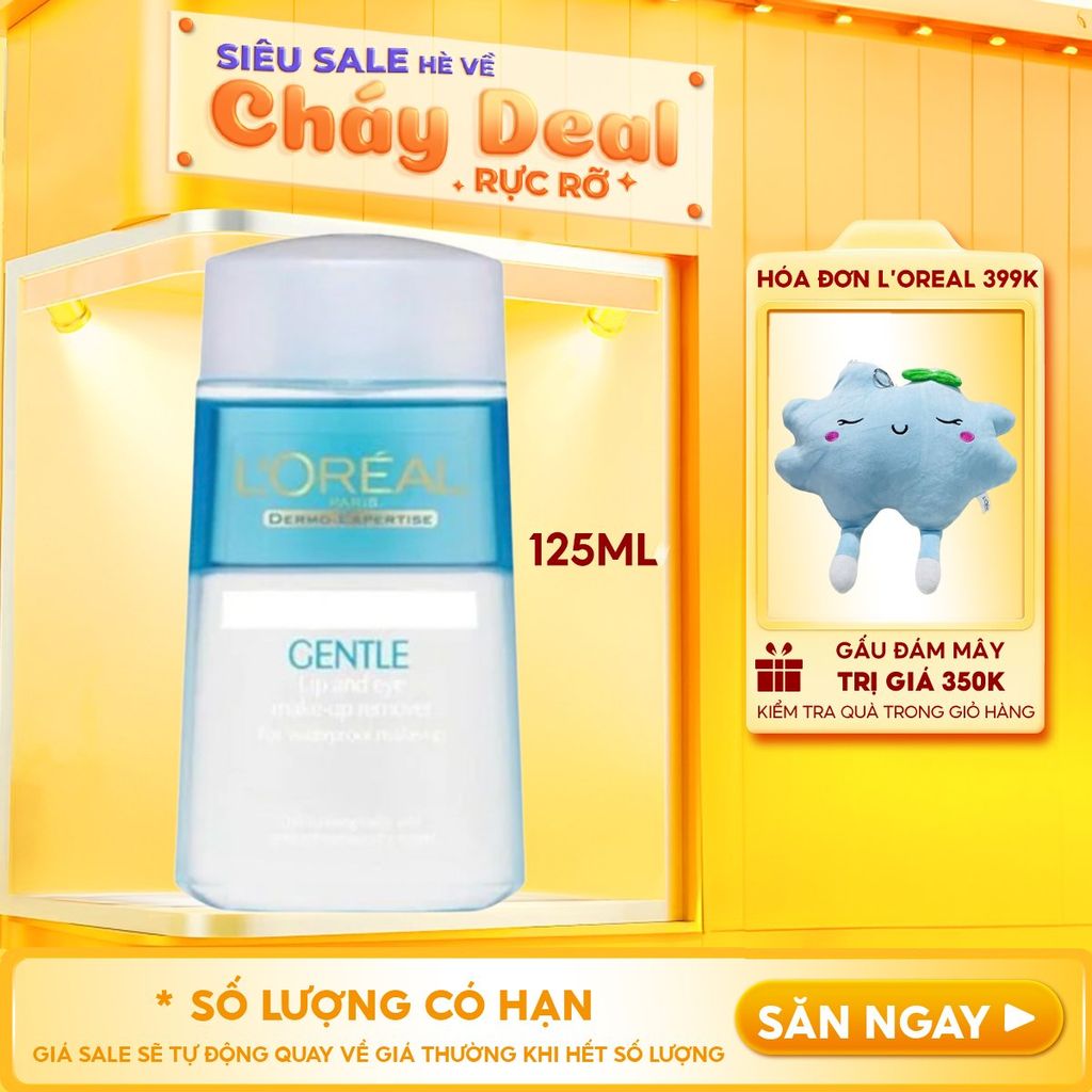 Nước Tẩy Trang Dành Cho Mắt Và Môi L'Oreal Gentle Lip & Eye Make Up Remover 125ml