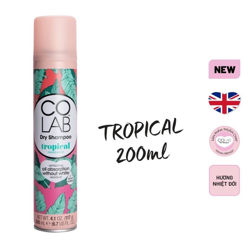 Dầu Gội Khô Bảo Vệ Tóc Khỏi Tia UV, Tạo Tóc Phồng Vào Nếp Colab Dry Shampoo