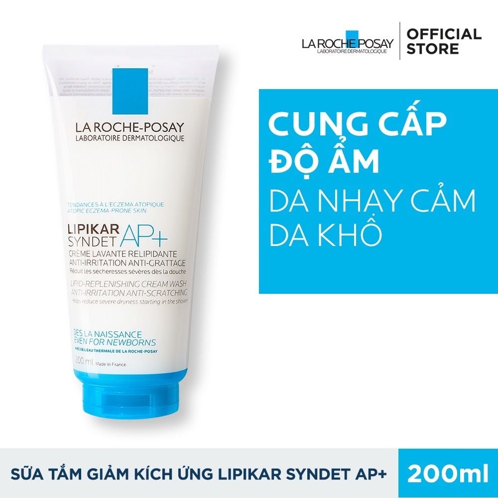 Sữa Rửa Mặt Và Tắm Cho Da Khô Ngứa La Roche-Posay Lipikar Syndet AP+ Lipid-Replenishing Cream Wash Anti-Irritation Anti-Scratching 200ml