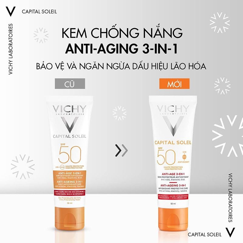 Kem Chống Nắng Chống Lão Hóa Vichy Capital Soleil Anti-Ageing 3-In-1 SPF50+ 50ml